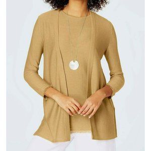 J Jill Sweater Beige Camel XL Cardigan Topper Light Linen Rayon Relax May Fit 1X